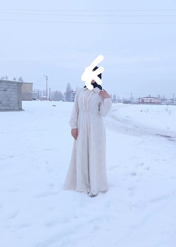 Beyaz Uzun Triko Elbise - Görsel 2