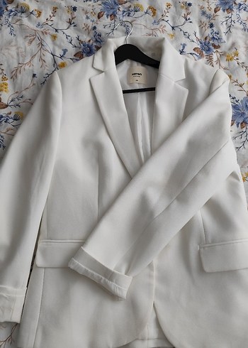 Beyaz Düğmeli Kadın Blazer Ceket - Görsel 4