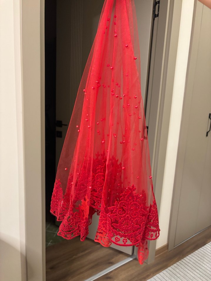 Uçları İşlemeli İncili Gelin Duvağı - Görsel 4