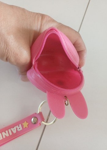 Beden pembe Renk Pembe Fermuarlı Tavşan Anahtarlık