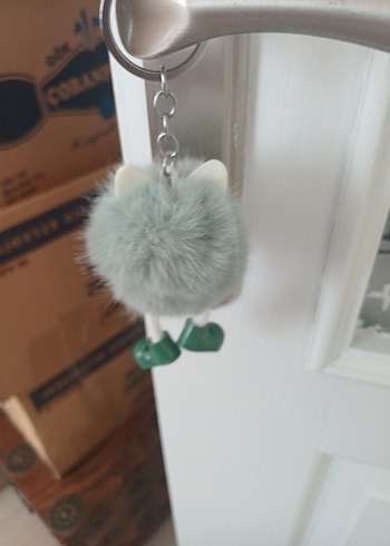 Beden su yesili Kürklü Peluş Anahtarlık