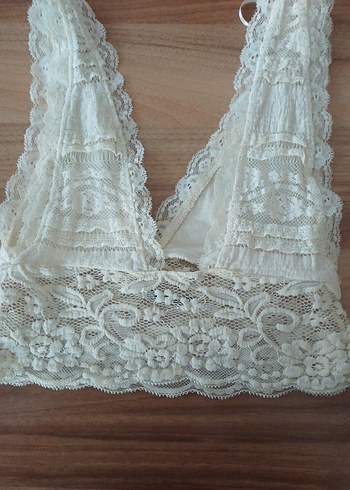 xs Beden beyaz Renk Beyaz Nakışlı Vintage Bohem Bralet
