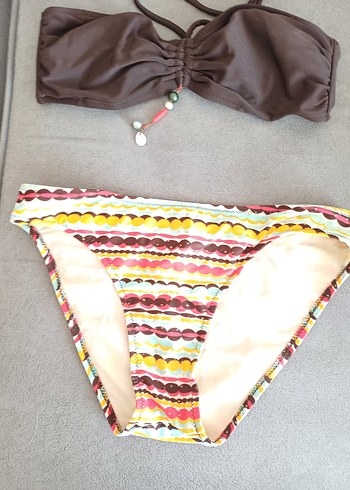 Ay-Yıldız i Bohem Tarzı Desenli ve Düz Renk Bikini Takımı