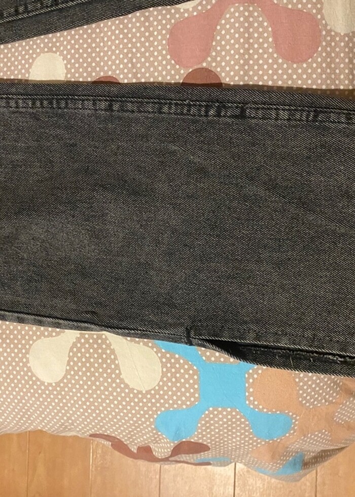 Paçası kesik wide leg antrasit jean - Görsel 2