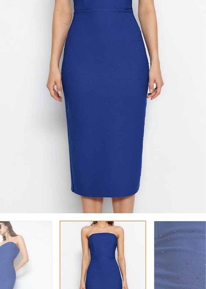 Straplez milla elbise - Görsel 3