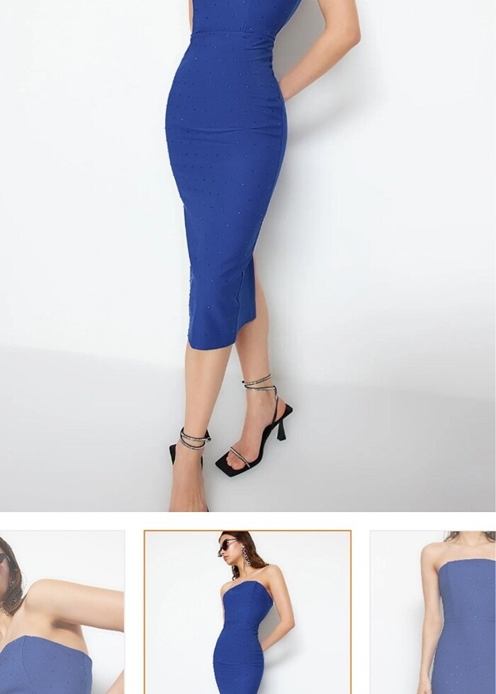 Straplez milla elbise - Görsel 2