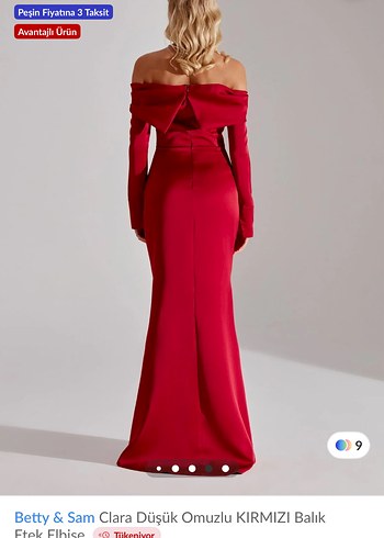 Betty & Sam Clara Düşük Omuzlu Kırmızı Balık Elbise - Görsel 2