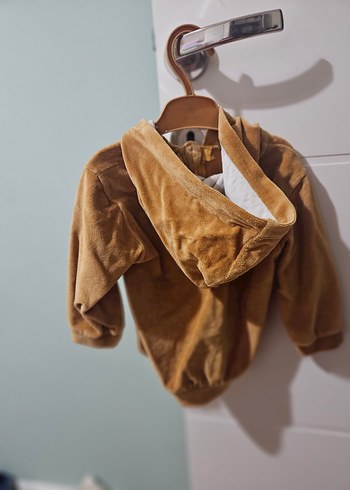 Çocuk Kadife Kahverengi Fermuarlı Sweatshirt - Görsel 2