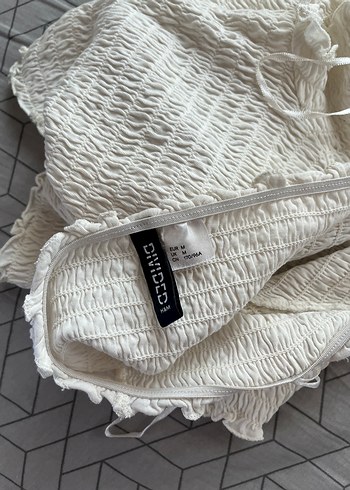 H&M Beyaz Örme Keten Kadın Bluz