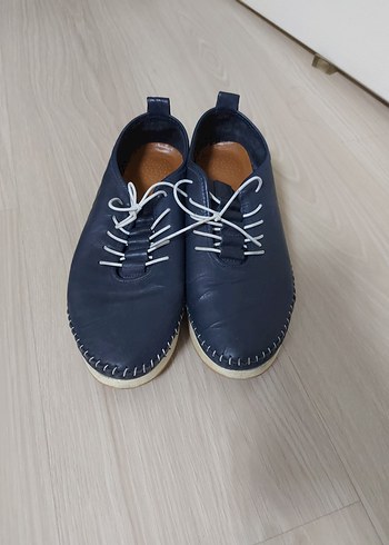 Diğer Lacivert Minimalist Kadın Ayakkabı Bağcıklı