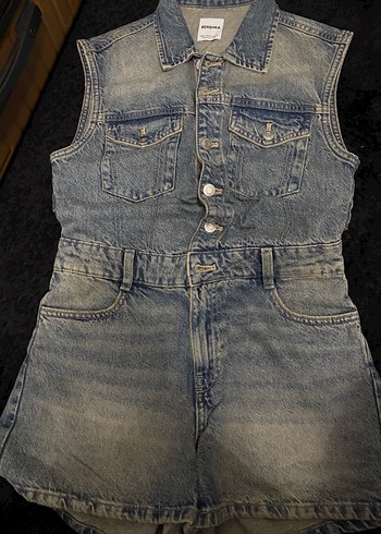 Kolsuz Kot Şort Tulum - Görsel 2