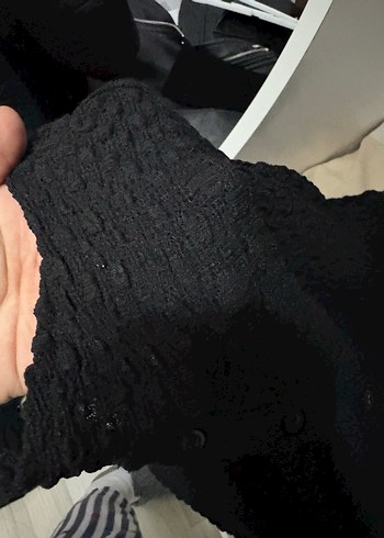 Düğmeli Siyah Uzun Kollu  Gömlek - Görsel 2