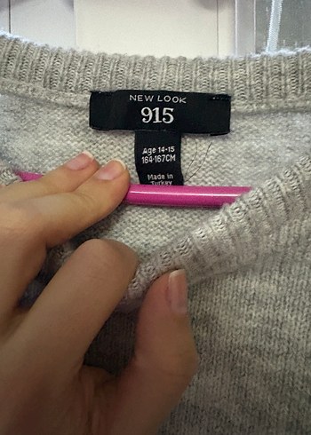 Gri Uzun Kollu Örgü NYC Kazak - Görsel 3