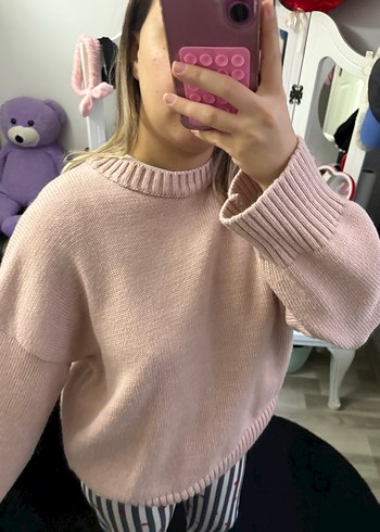 Pembe Örgü Salaş Kadın Kazak - Görsel 2