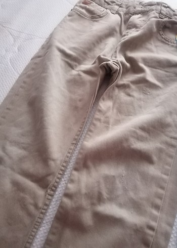 7 Yaş Beden Erkek Çocuk Kemerli Bej Denim Pantolon