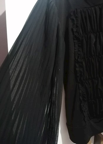 Uzun Kollu Fırfırlı Siyah Gotik Bluz - Görsel 8