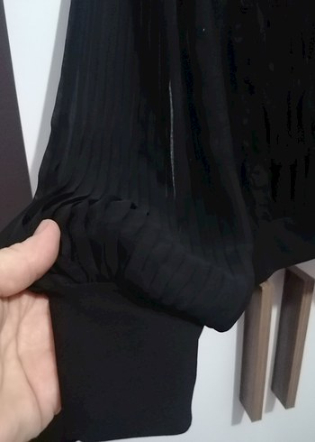 Uzun Kollu Fırfırlı Siyah Gotik Bluz - Görsel 4