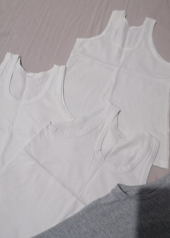 Çocuklar için Beyaz ve Gri Atlet Seti - Görsel 2