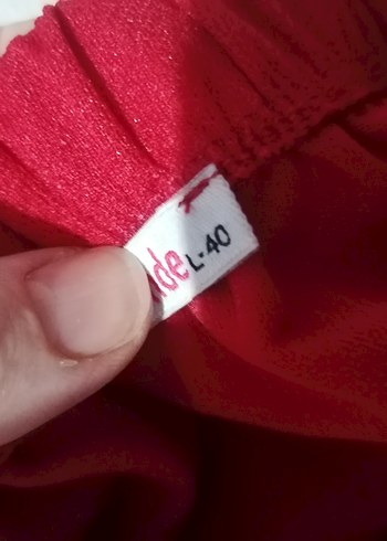 Düğmeli Kırmızı Midi  Etek - Görsel 7