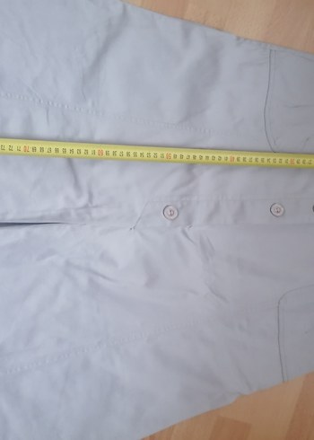 Düğmeli Bej uzun Kemerli Etek - Görsel 3