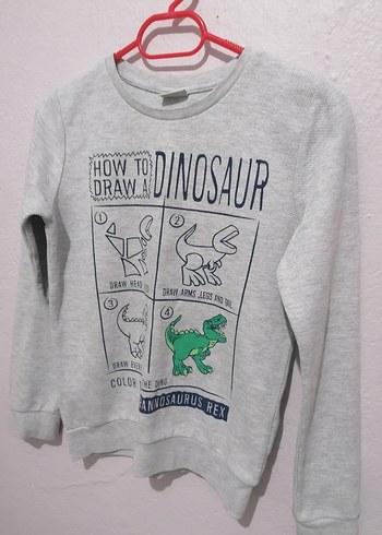 Gri Baskılı Erkek çocuk Sweatshirt ve Denim Pantolon - Görsel 3