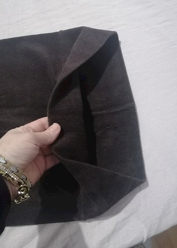 Kadın Kahverengi kadife fitilli tayt - Görsel 6