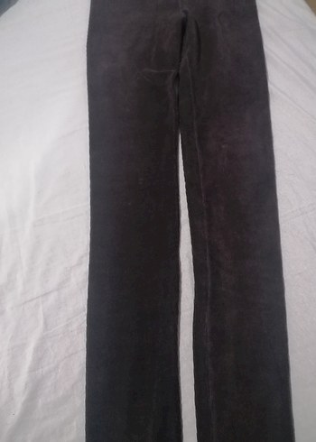 Kadın Kahverengi kadife fitilli tayt - Görsel 2