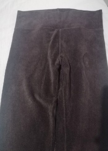 Kadın Kahverengi kadife fitilli tayt - Görsel 5