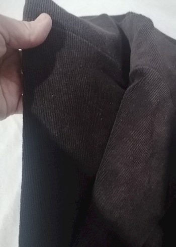 Kadın Kahverengi kadife fitilli tayt - Görsel 3