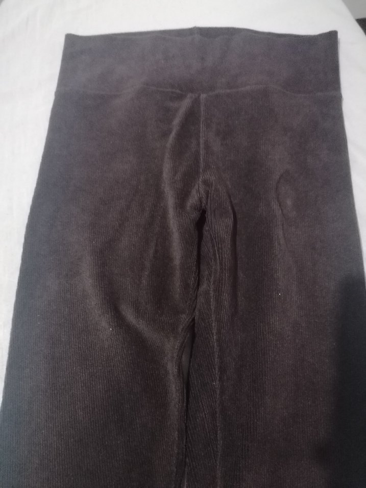 Kadın Kahverengi kadife fitilli tayt - Görsel 5