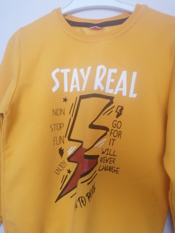 Sarı Baskılı Erkek Sweatshirt - Görsel 3