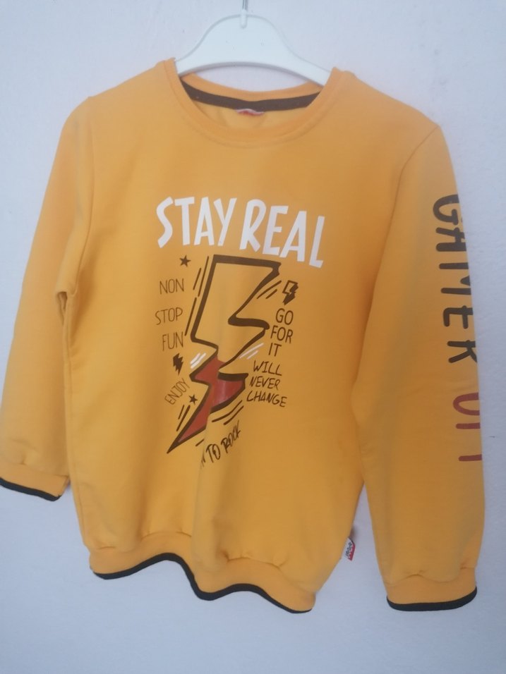 Sarı Baskılı Erkek Sweatshirt - Görsel 2