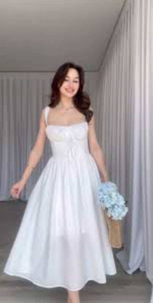 Kore Önü Dantelli Bağcıklı Elbise - Görsel 2