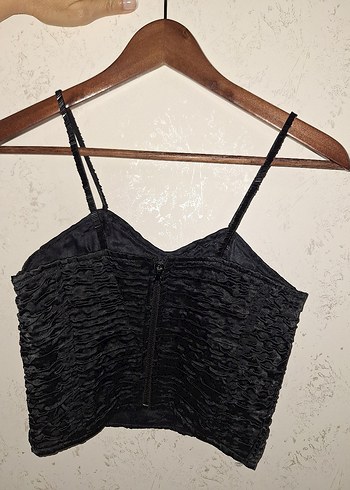 Siyah Pilili Keten Askılı Büstiyer - Görsel 2