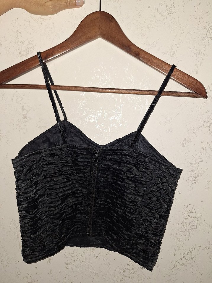 Siyah Pilili Keten Askılı Büstiyer - Görsel 2