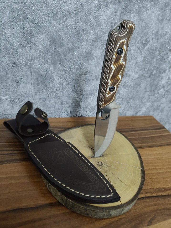 Verzalit kabzeli Kamp Bıçağı ve Deri Kılıfı - Görsel 2