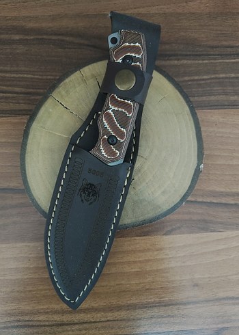 Verzalit kabzeli kamp bıçağı deri kılıflı - Görsel 6