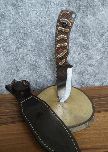 Verzalit kabzeli kamp bıçağı deri kılıflı - Görsel 3