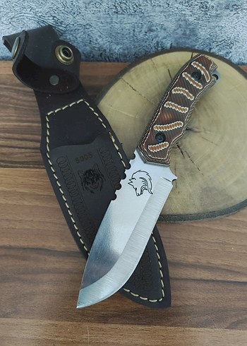 Verzalit kabzeli kamp bıçağı deri kılıflı - Görsel 4