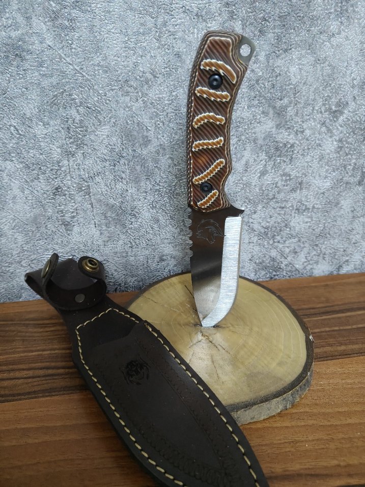 Verzalit kabzeli kamp bıçağı deri kılıflı - Görsel 3