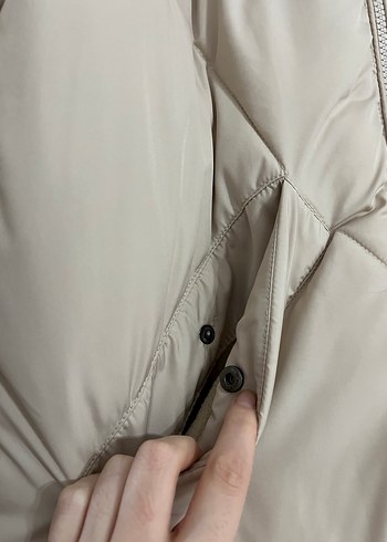 Kürklü Bej Kadın mont - Görsel 8