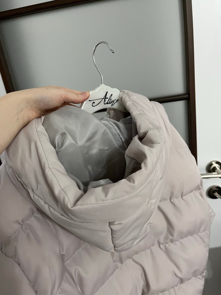 Gri Kadın Sade Kışlık Mont - Görsel 4