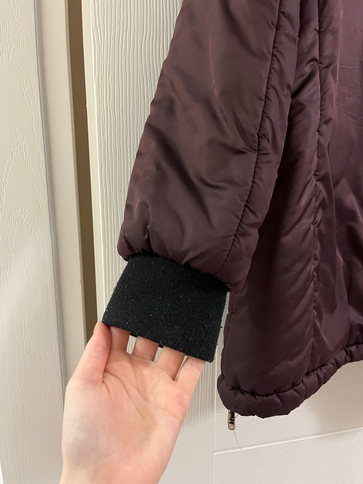 Bordo Düğmeli Midi Kadın Mont - Görsel 5