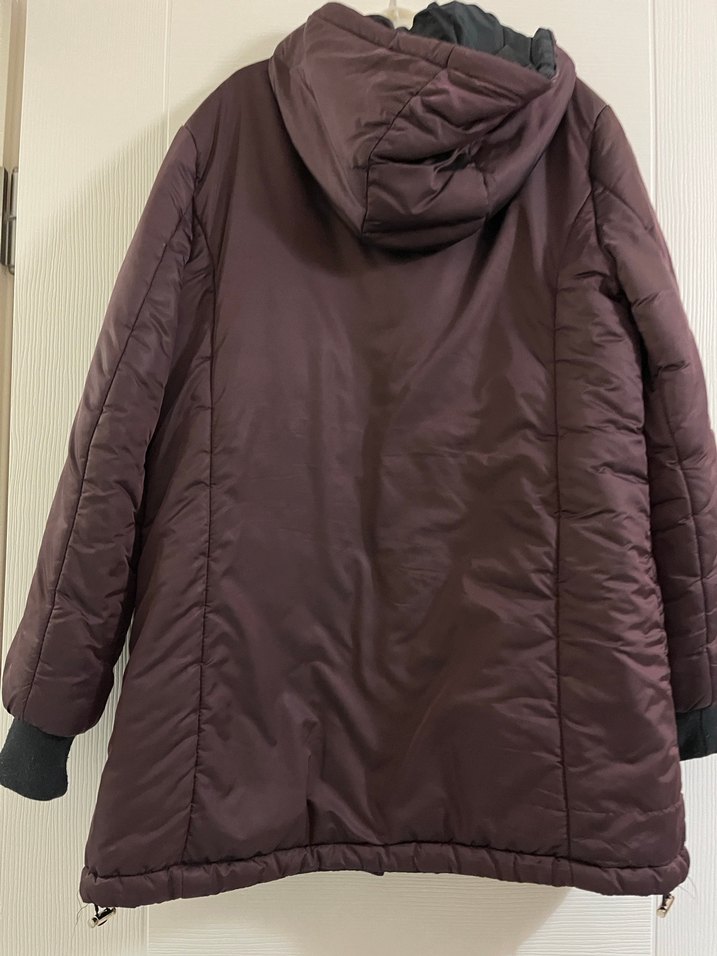 Bordo Düğmeli Midi Kadın Mont - Görsel 3