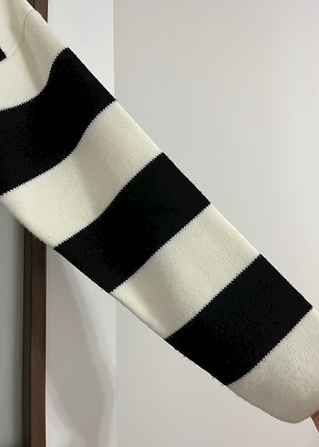 Uzun Kollu Çizgili Örgü Kadın Kazak - Görsel 3