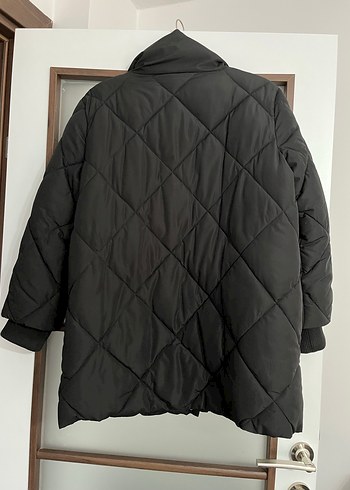 Düğmeli Siyah Kadın Kışlık Mont - Görsel 7