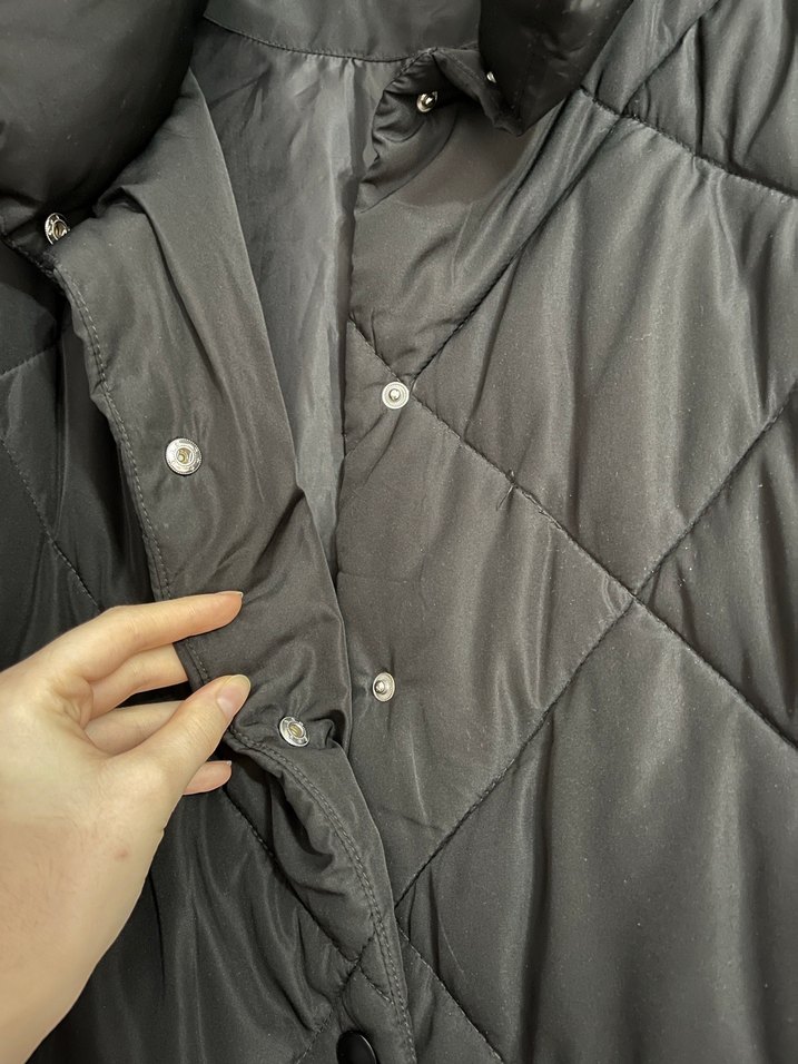 Düğmeli Siyah Kadın Kışlık Mont - Görsel 3