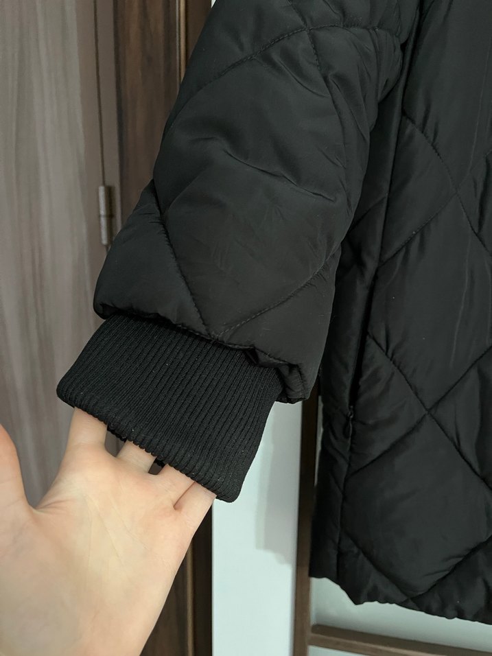 Düğmeli Siyah Kadın Kışlık Mont - Görsel 5