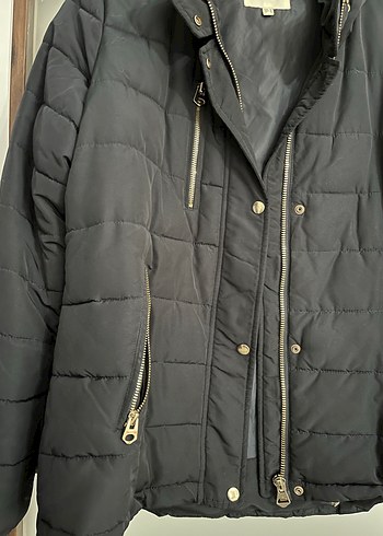 Lacivert Kapüşonlu Fermuarlı Kadın Mont - Görsel 5