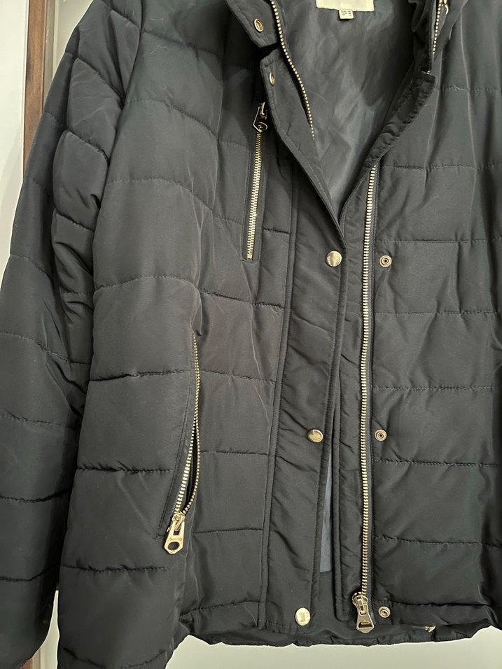 Lacivert Kapüşonlu Fermuarlı Kadın Mont - Görsel 5